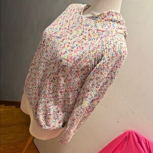 DKNY Multicolor Speckled Knit Hoodie Sweater